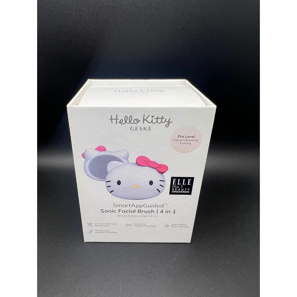 GESKE Hello Kitty SmartAppGuided Sonic Facial Brush 4 in 1 White Pink New